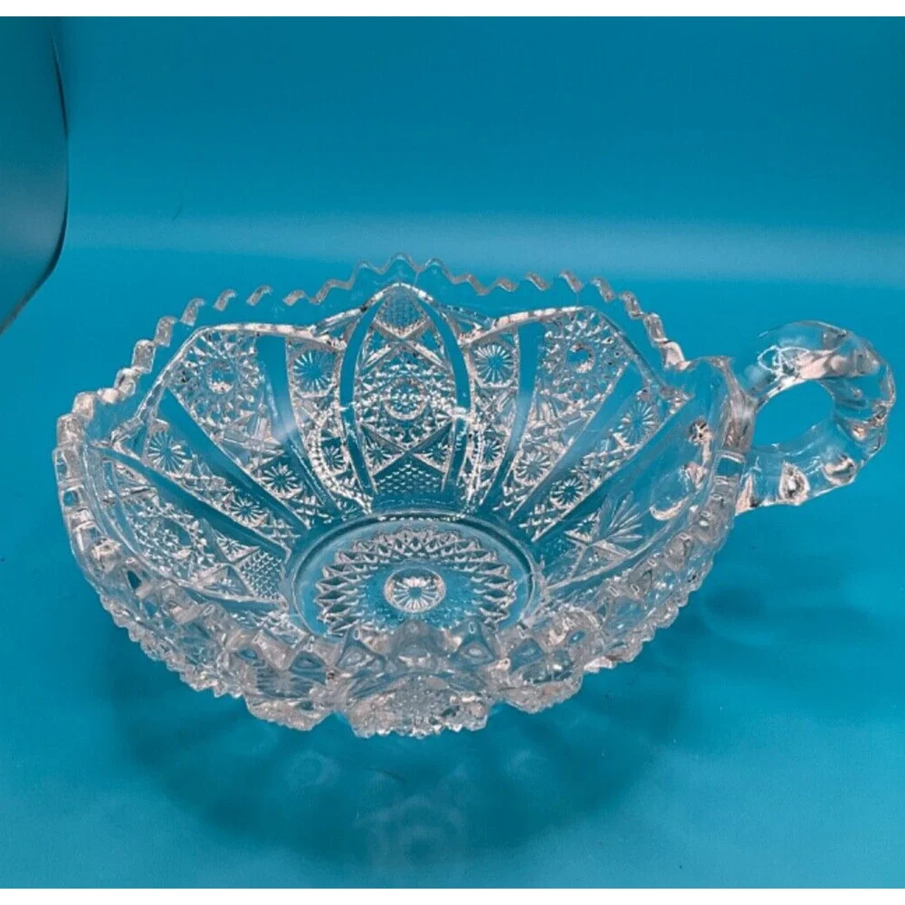 Vintage Starburst & Diamond Pattern Nappy‎ Finger Bowl Sawtooth Edge Countrycore